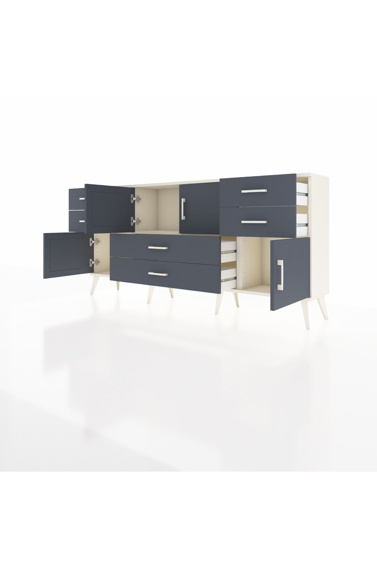 Arges Konsol Tek Raflı 6 Çekmeceli 4 Kapaklı 176x30x83 - S148M005V08A