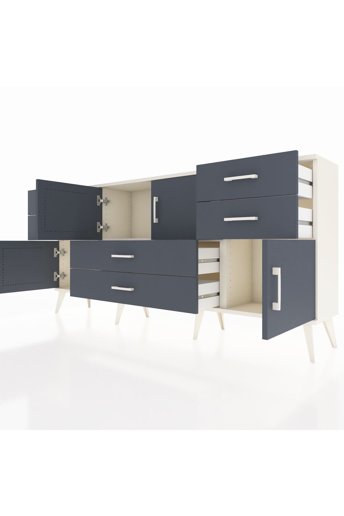 Arges Konsol Tek Raflı 6 Çekmeceli 4 Kapaklı 176x30x83 - S148M005V08A