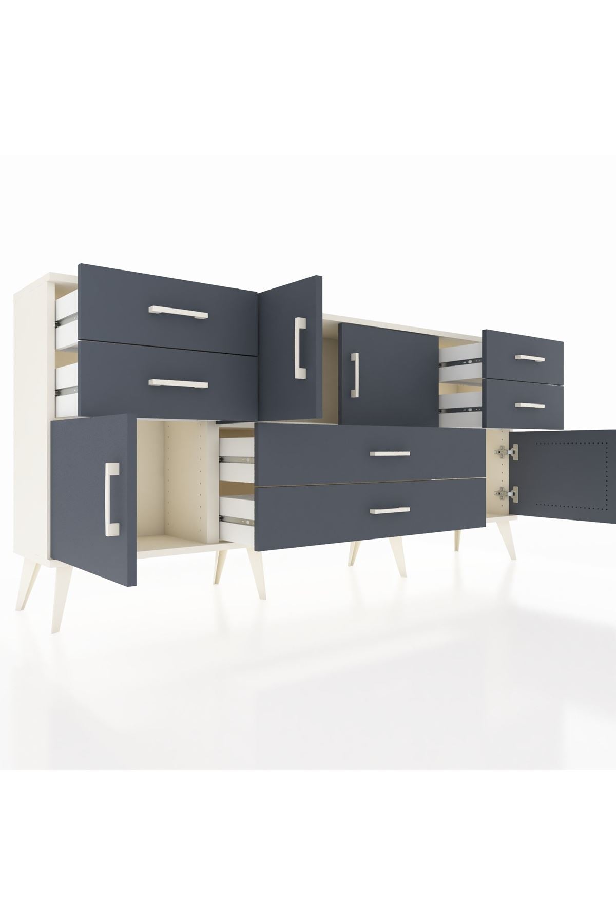Arges Konsol Tek Raflı 6 Çekmeceli 4 Kapaklı 176x30x83 - S148M005V08A
