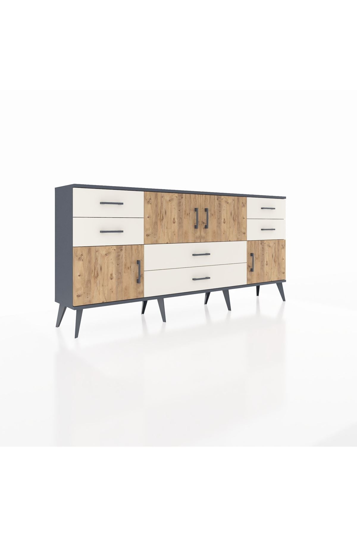 Arges Konsol Tek Raflı 6 Çekmeceli 4 Kapaklı 176x30x83 - S148M005V10A