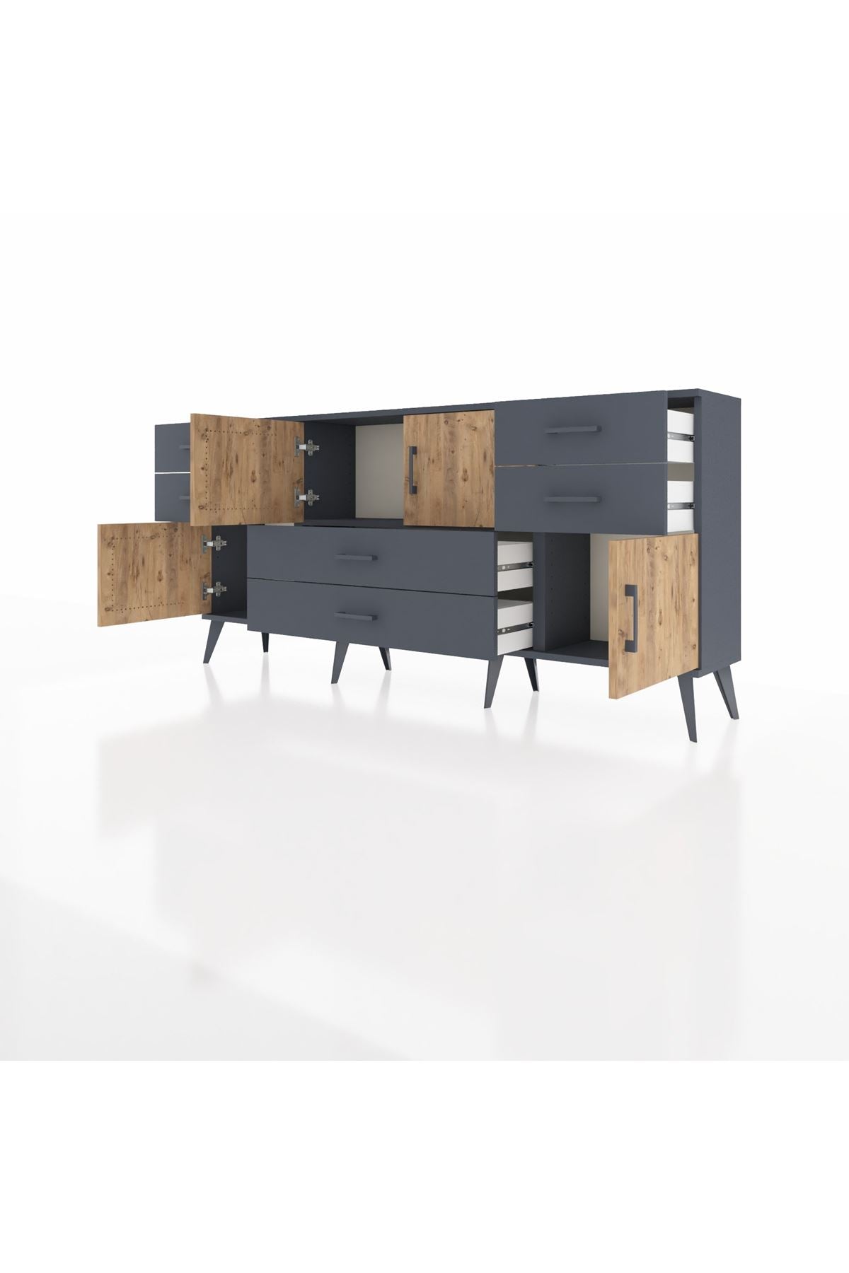 Arges Konsol Tek Raflı 6 Çekmeceli 4 Kapaklı 176x30x83 - S148M005V11A