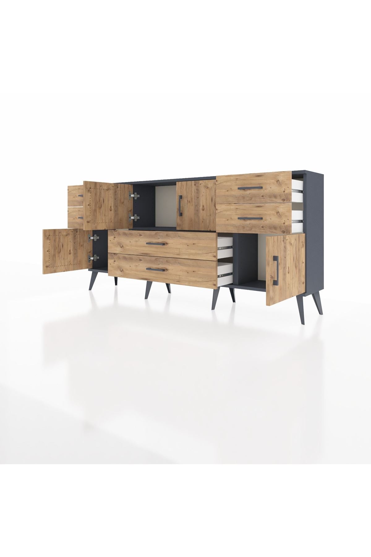 Arges Konsol Tek Raflı 6 Çekmeceli 4 Kapaklı 176x30x83 - S148M005V12A