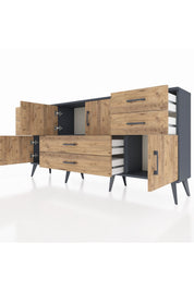 Arges Konsol Tek Raflı 6 Çekmeceli 4 Kapaklı 176x30x83 - S148M005V12A
