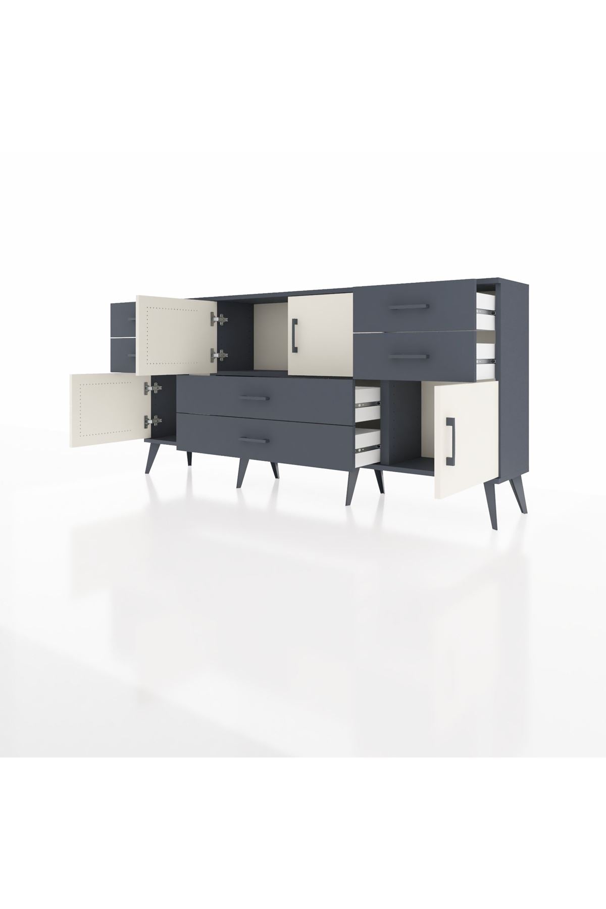 Arges Konsol Tek Raflı 6 Çekmeceli 4 Kapaklı 176x30x83 - S148M005V14A