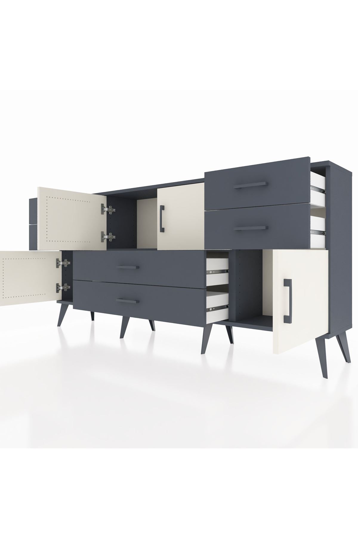Arges Konsol Tek Raflı 6 Çekmeceli 4 Kapaklı 176x30x83 - S148M005V14A