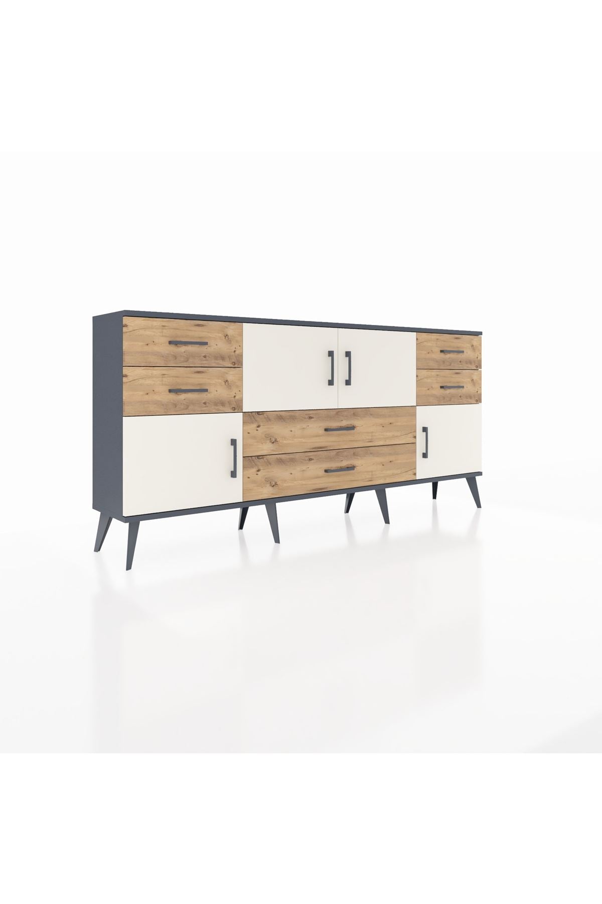 Arges Konsol Tek Raflı 6 Çekmeceli 4 Kapaklı 176x30x83 - S148M005V15A