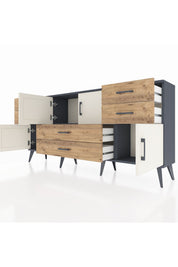 Arges Konsol Tek Raflı 6 Çekmeceli 4 Kapaklı 176x30x83 - S148M005V15A