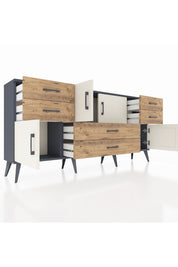 Arges Konsol Tek Raflı 6 Çekmeceli 4 Kapaklı 176x30x83 - S148M005V15A