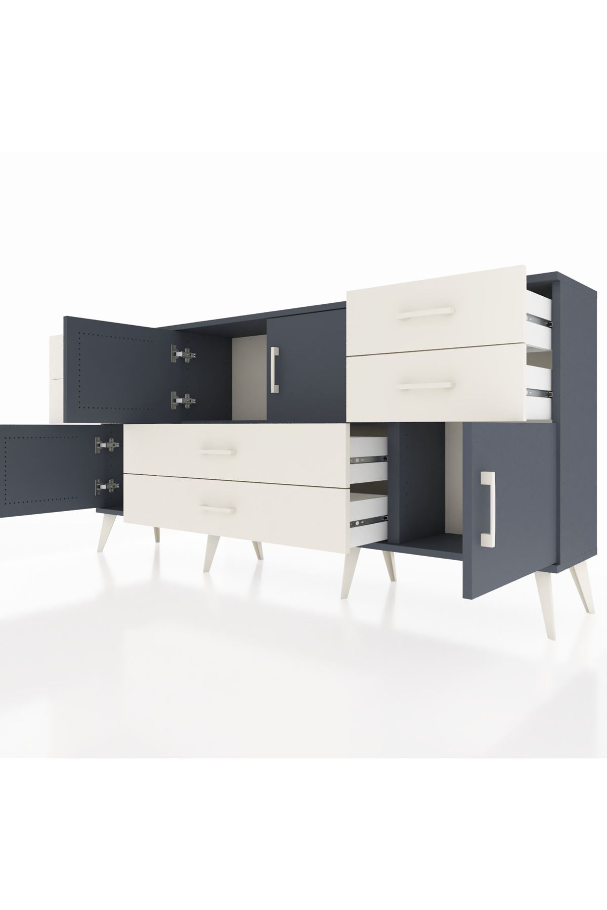 Arges Konsol Tek Raflı 6 Çekmeceli 4 Kapaklı 176x30x83 - S148M005V16A