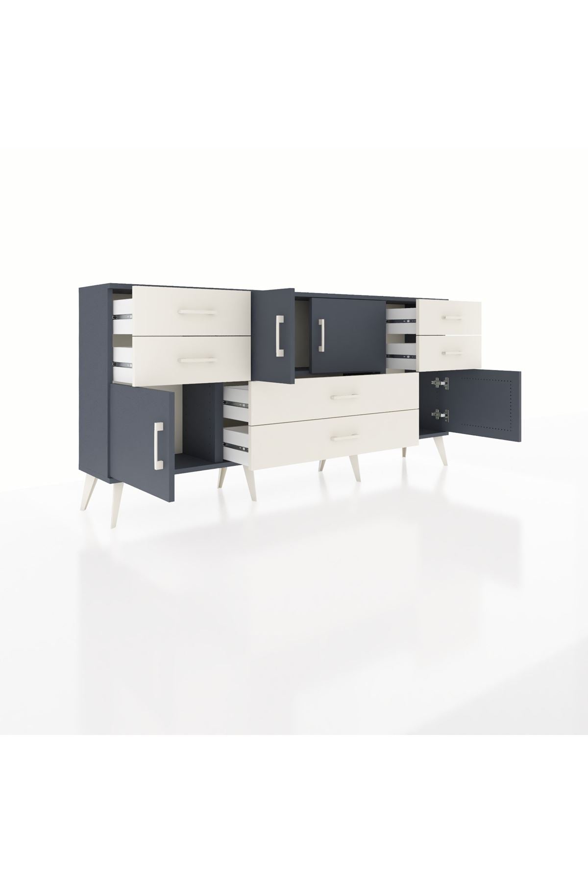 Arges Konsol Tek Raflı 6 Çekmeceli 4 Kapaklı 176x30x83 - S148M005V16A