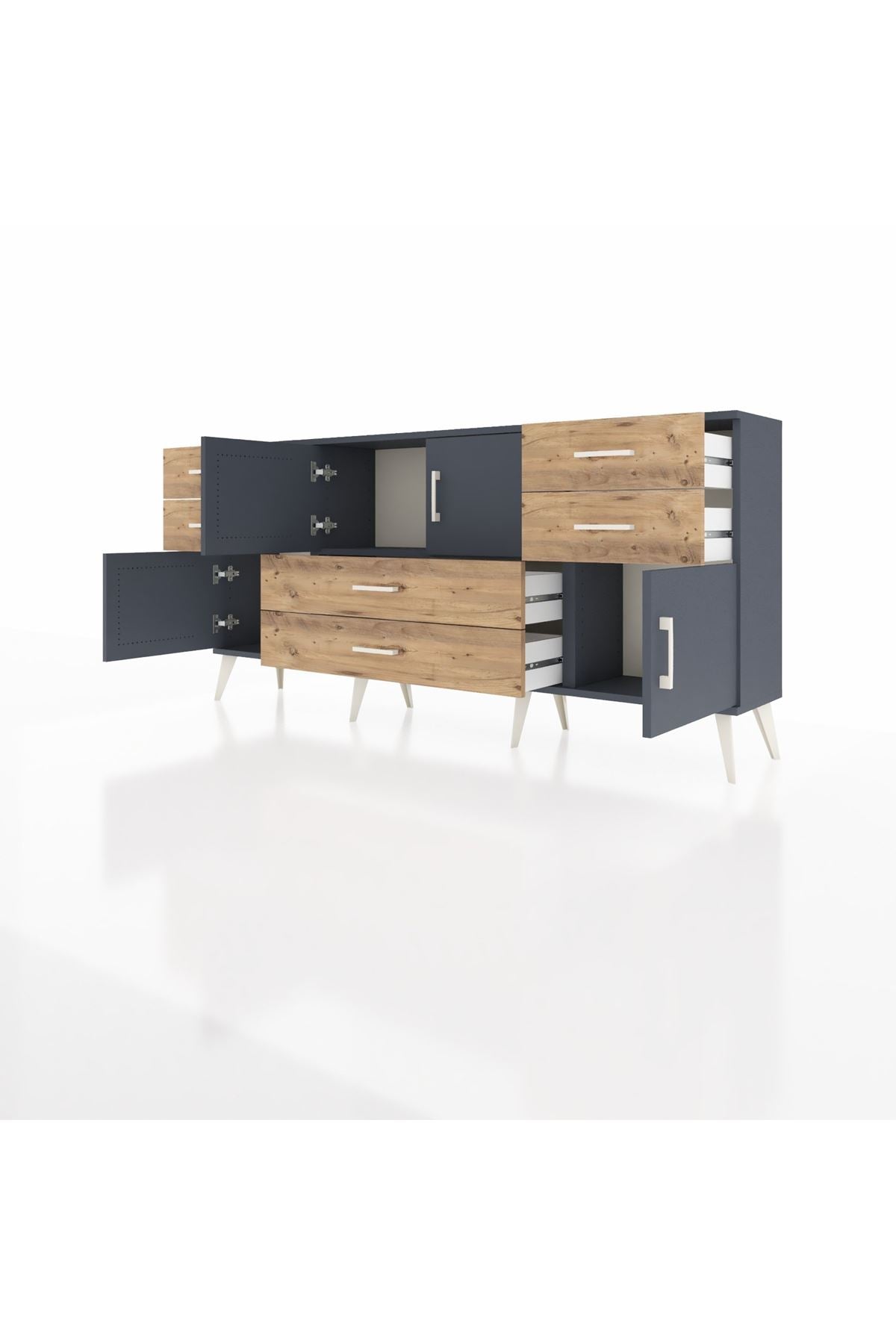 Arges Konsol Tek Raflı 6 Çekmeceli 4 Kapaklı 176x30x83 - S148M005V18A