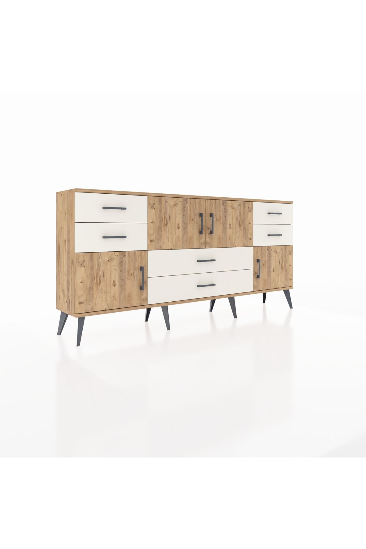 Arges Konsol Tek Raflı 6 Çekmeceli 4 Kapaklı 176x30x83 - S148M005V19A