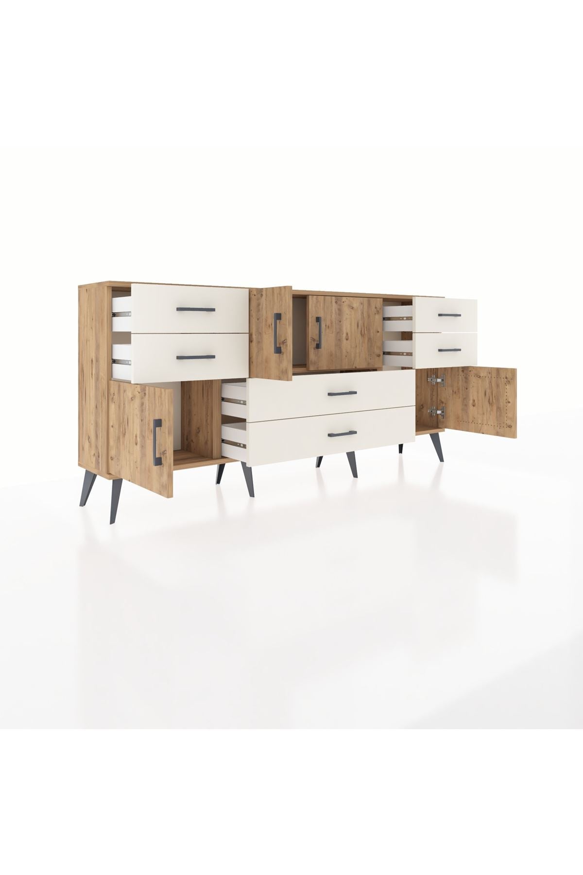 Arges Konsol Tek Raflı 6 Çekmeceli 4 Kapaklı 176x30x83 - S148M005V19A