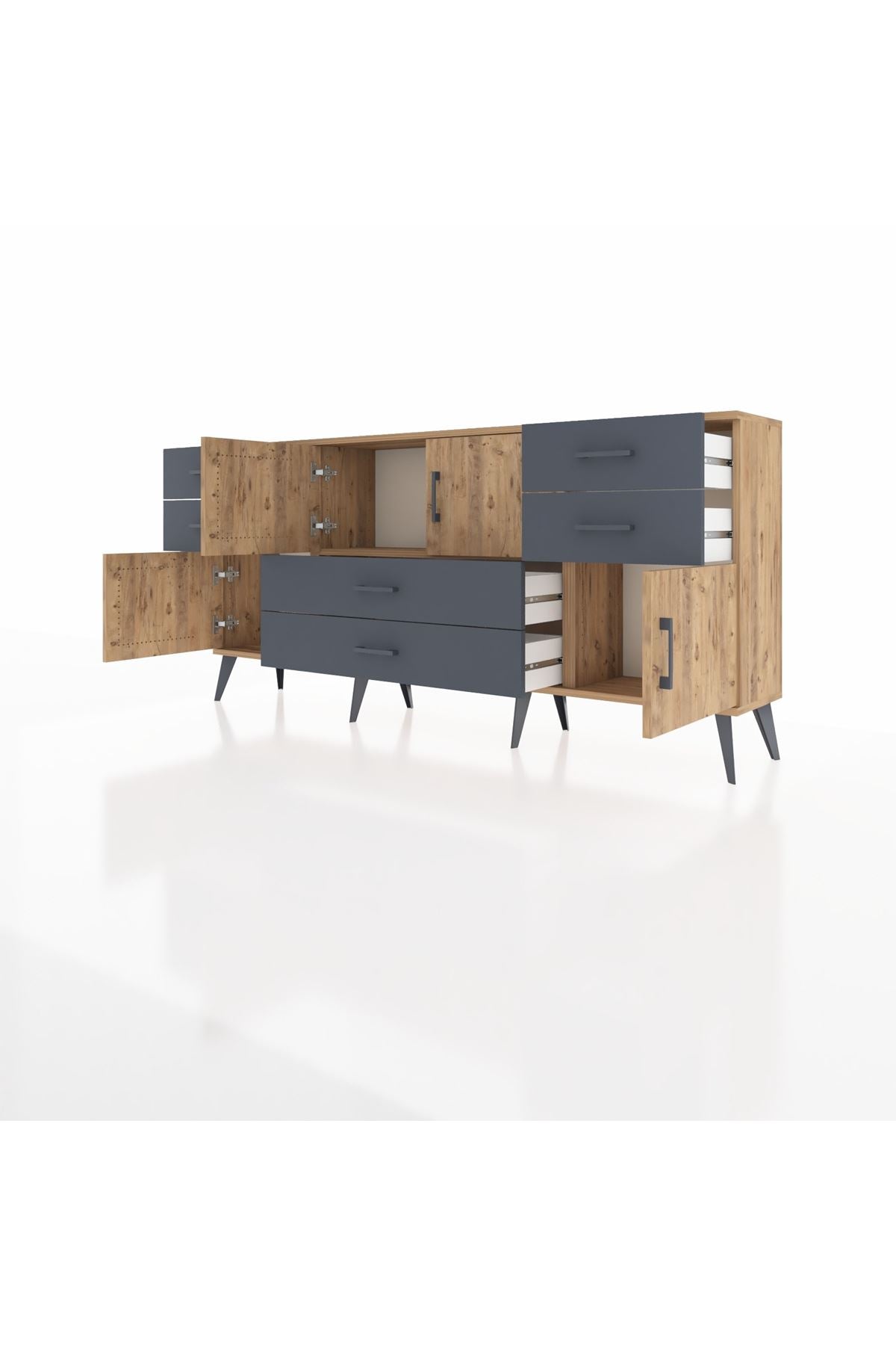Arges Konsol Tek Raflı 6 Çekmeceli 4 Kapaklı 176x30x83 - S148M005V20A