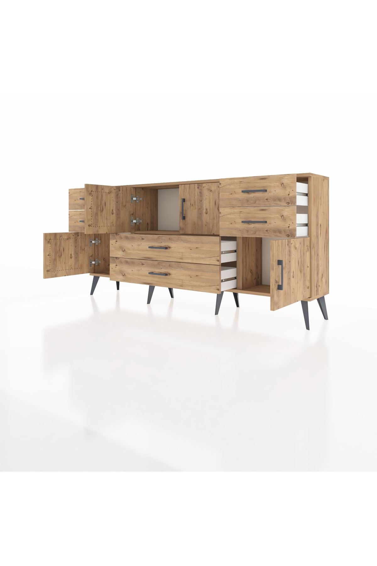 Arges Konsol Tek Raflı 6 Çekmeceli 4 Kapaklı 176x30x83 - S148M005V21A