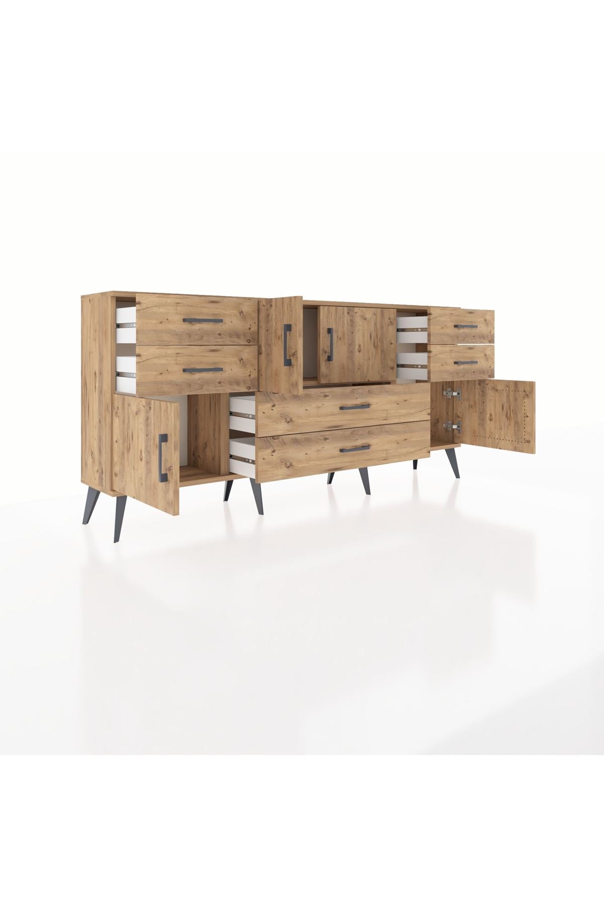Arges Konsol Tek Raflı 6 Çekmeceli 4 Kapaklı 176x30x83 - S148M005V21A