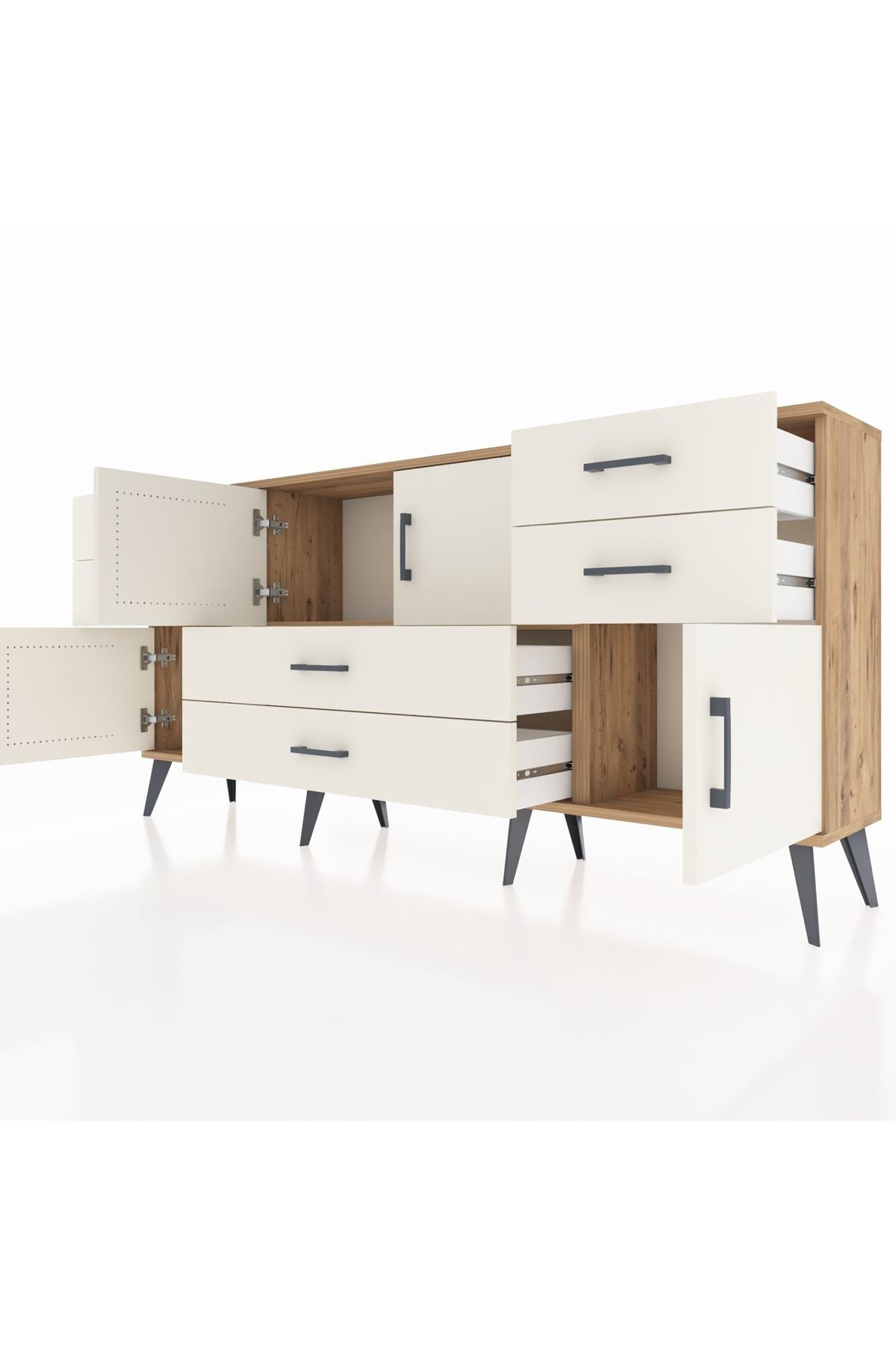 Arges Konsol Tek Raflı 6 Çekmeceli 4 Kapaklı 176x30x83 - S148M005V22A