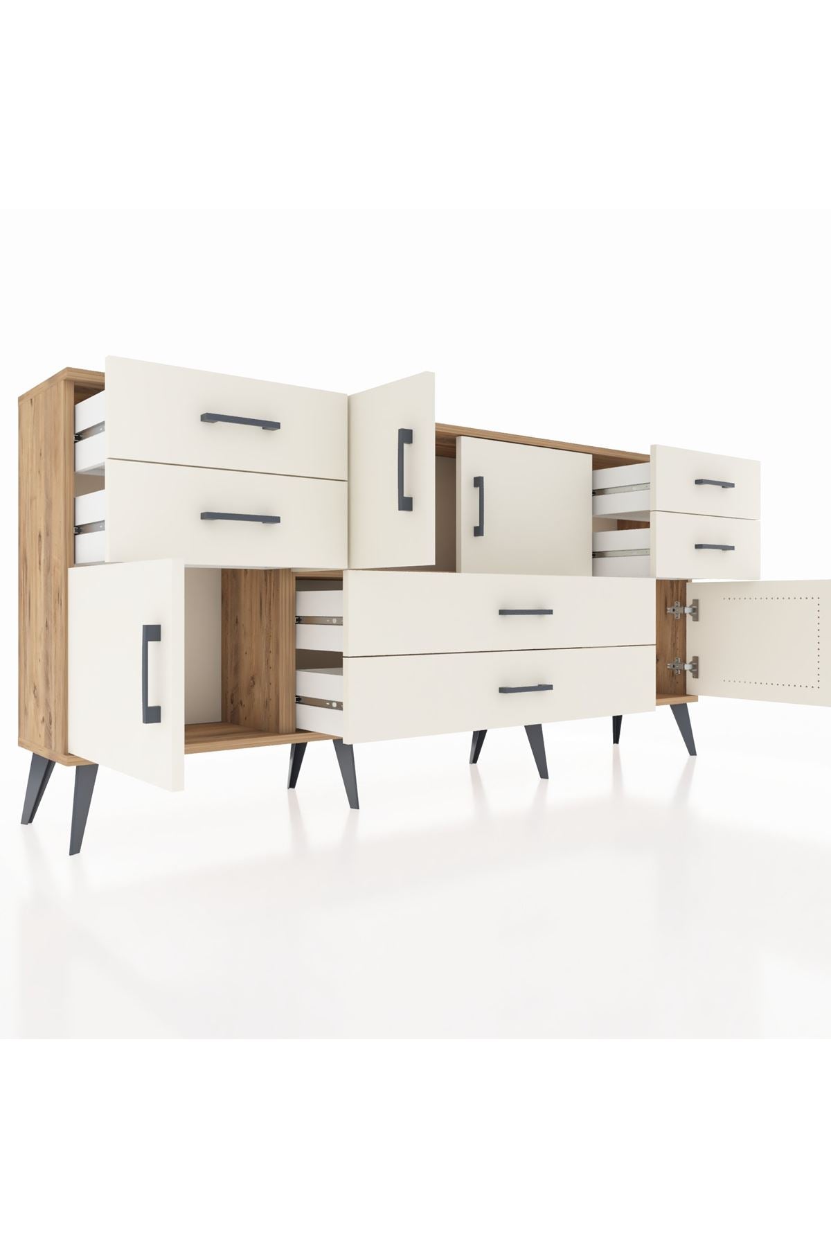 Arges Konsol Tek Raflı 6 Çekmeceli 4 Kapaklı 176x30x83 - S148M005V22A