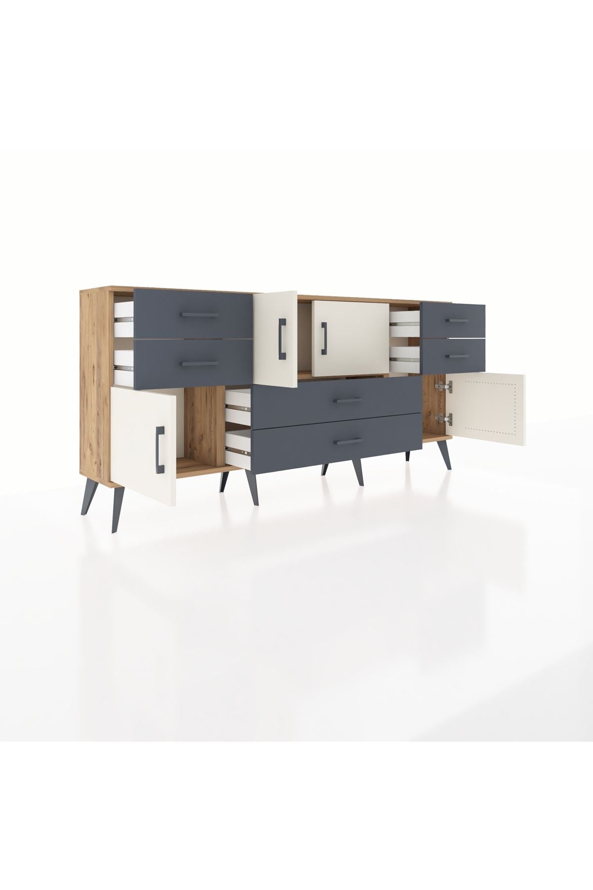 Arges Konsol Tek Raflı 6 Çekmeceli 4 Kapaklı 176x30x83 - S148M005V23A