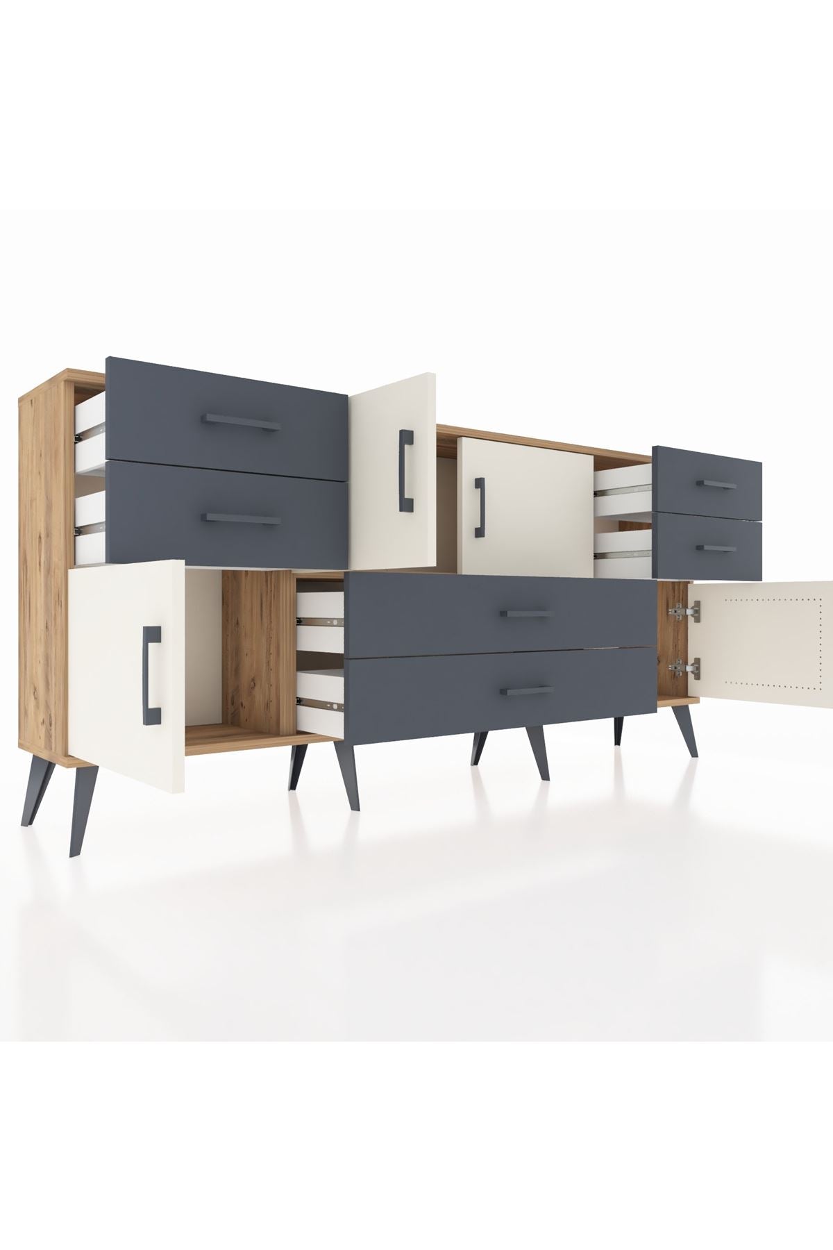Arges Konsol Tek Raflı 6 Çekmeceli 4 Kapaklı 176x30x83 - S148M005V23A