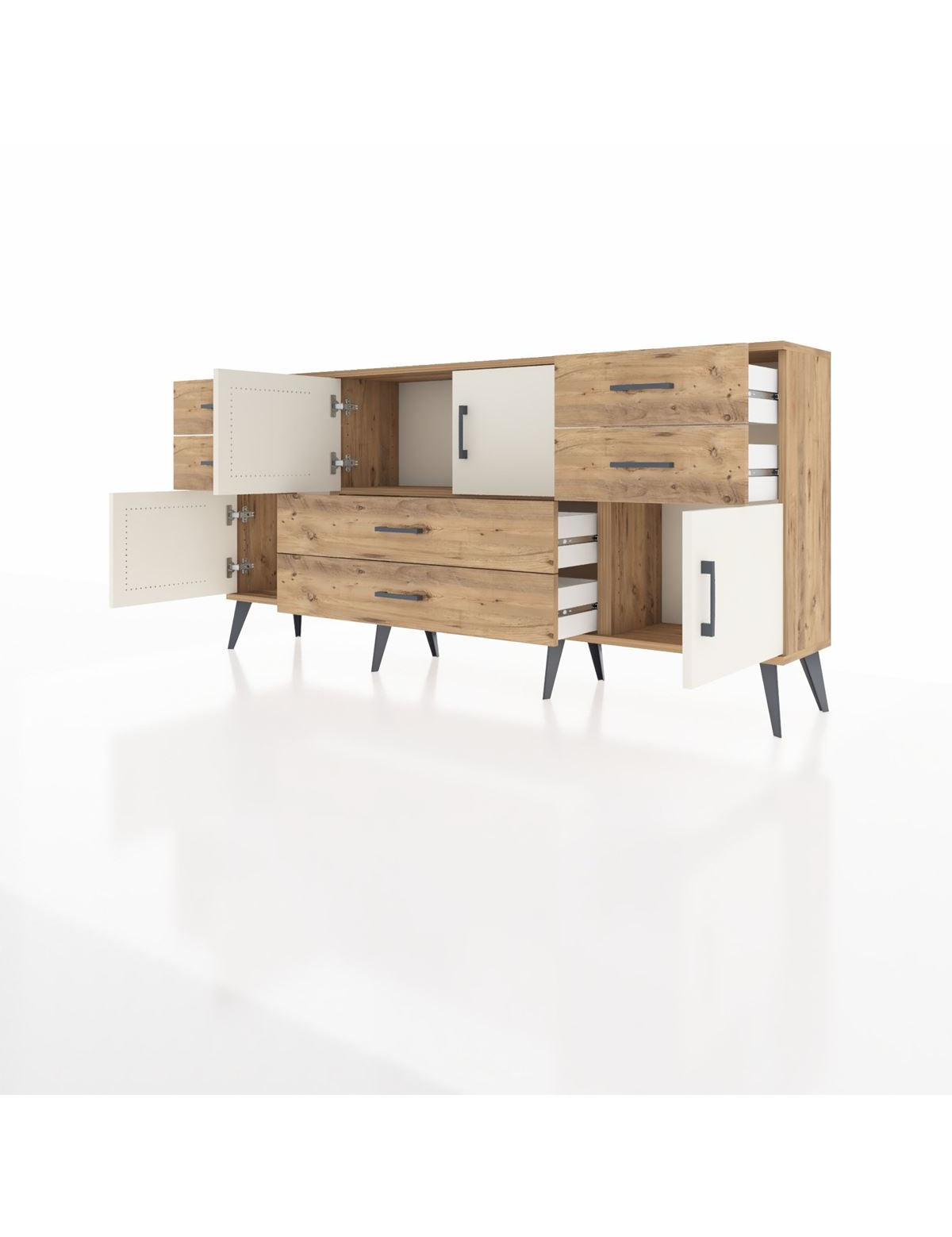 Arges Konsol Tek Raflı 6 Çekmeceli 4 Kapaklı 176x30x83 - S148M005V24A