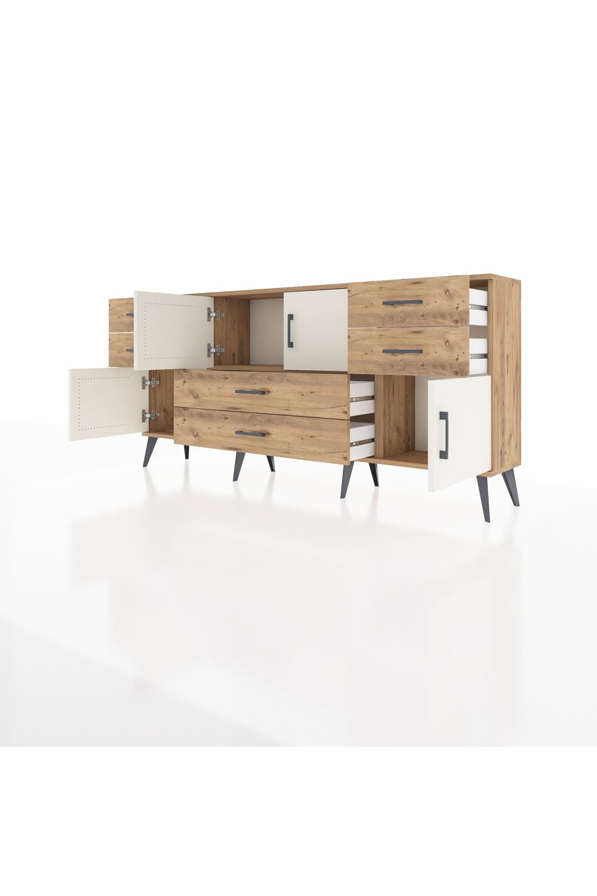 Arges Konsol Tek Raflı 6 Çekmeceli 4 Kapaklı 176x30x83 - S148M005V24A