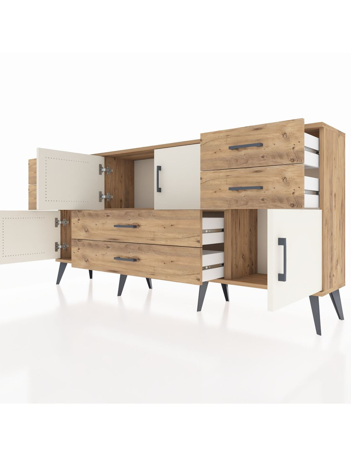 Arges Konsol Tek Raflı 6 Çekmeceli 4 Kapaklı 176x30x83 - S148M005V24A