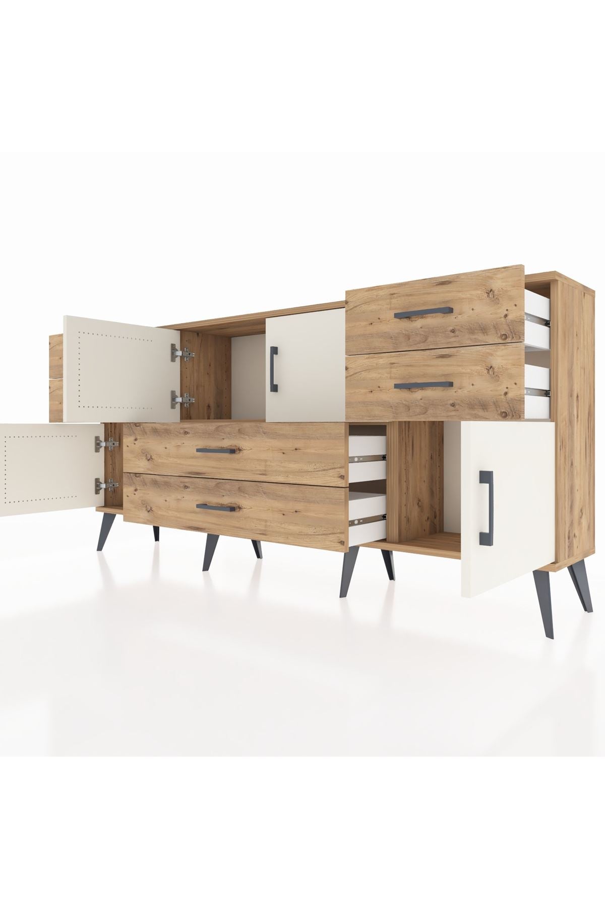 Arges Konsol Tek Raflı 6 Çekmeceli 4 Kapaklı 176x30x83 - S148M005V24A