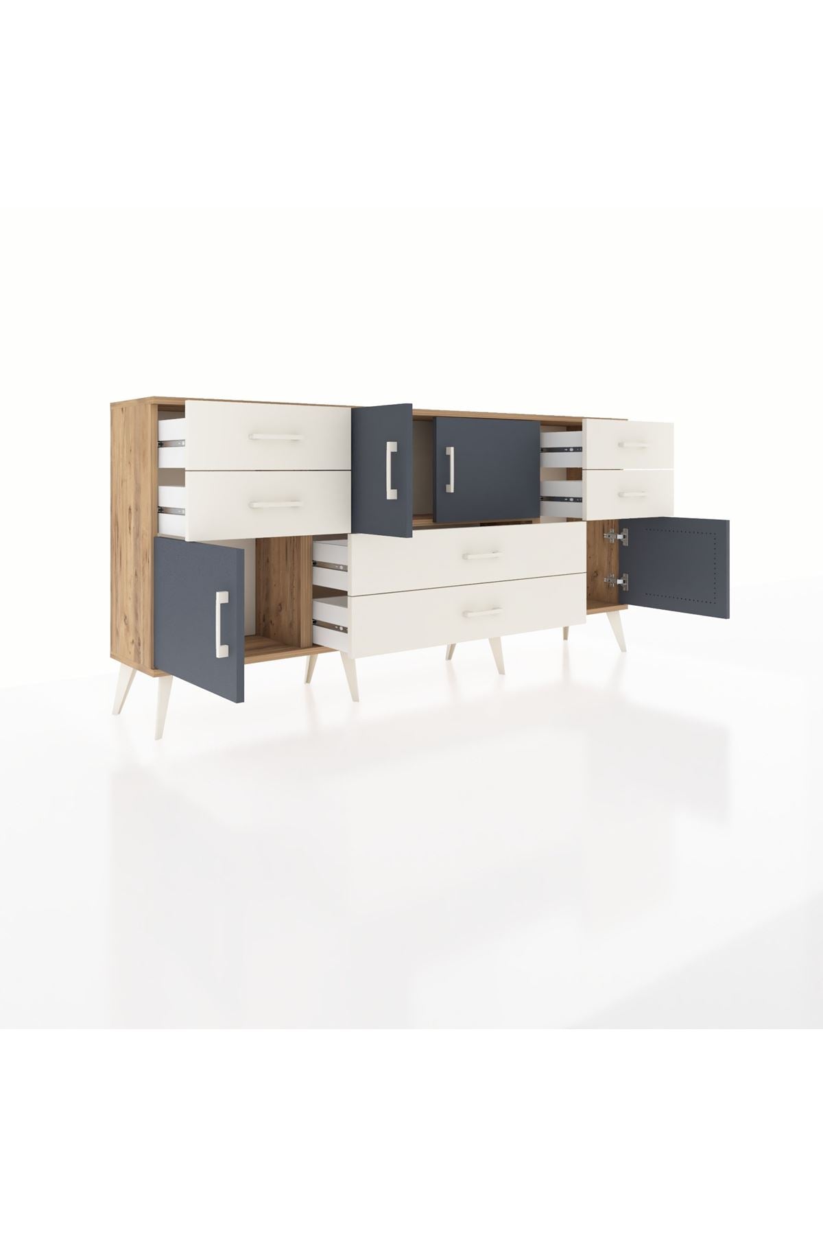Arges Konsol Tek Raflı 6 Çekmeceli 4 Kapaklı 176x30x83 - S148M005V25A