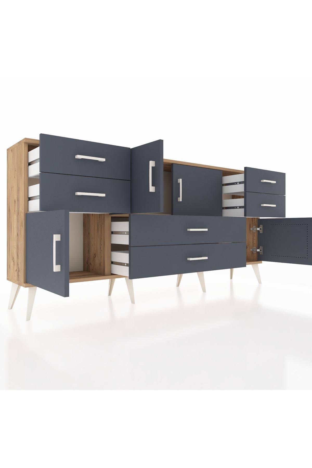 Arges Konsol Tek Raflı 6 Çekmeceli 4 Kapaklı 176x30x83 - S148M005V26A