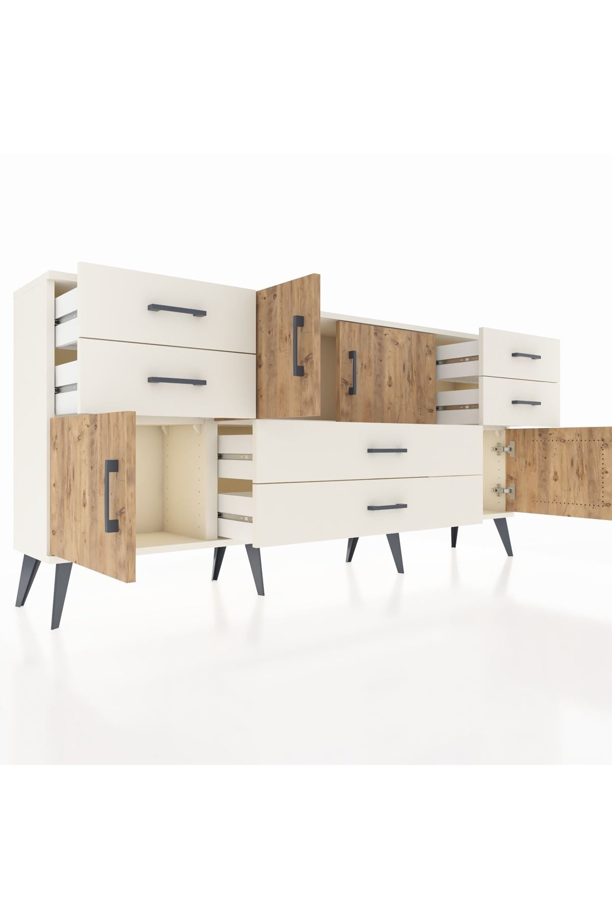 Arges Konsol 3 Raflı 6 Çekmeceli 4 Kapaklı 176x30x83 - S148M006V01A