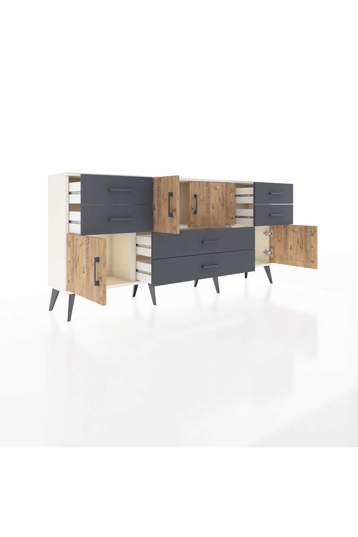 Arges Konsol 3 Raflı 6 Çekmeceli 4 Kapaklı 176x30x83 - S148M006V02A