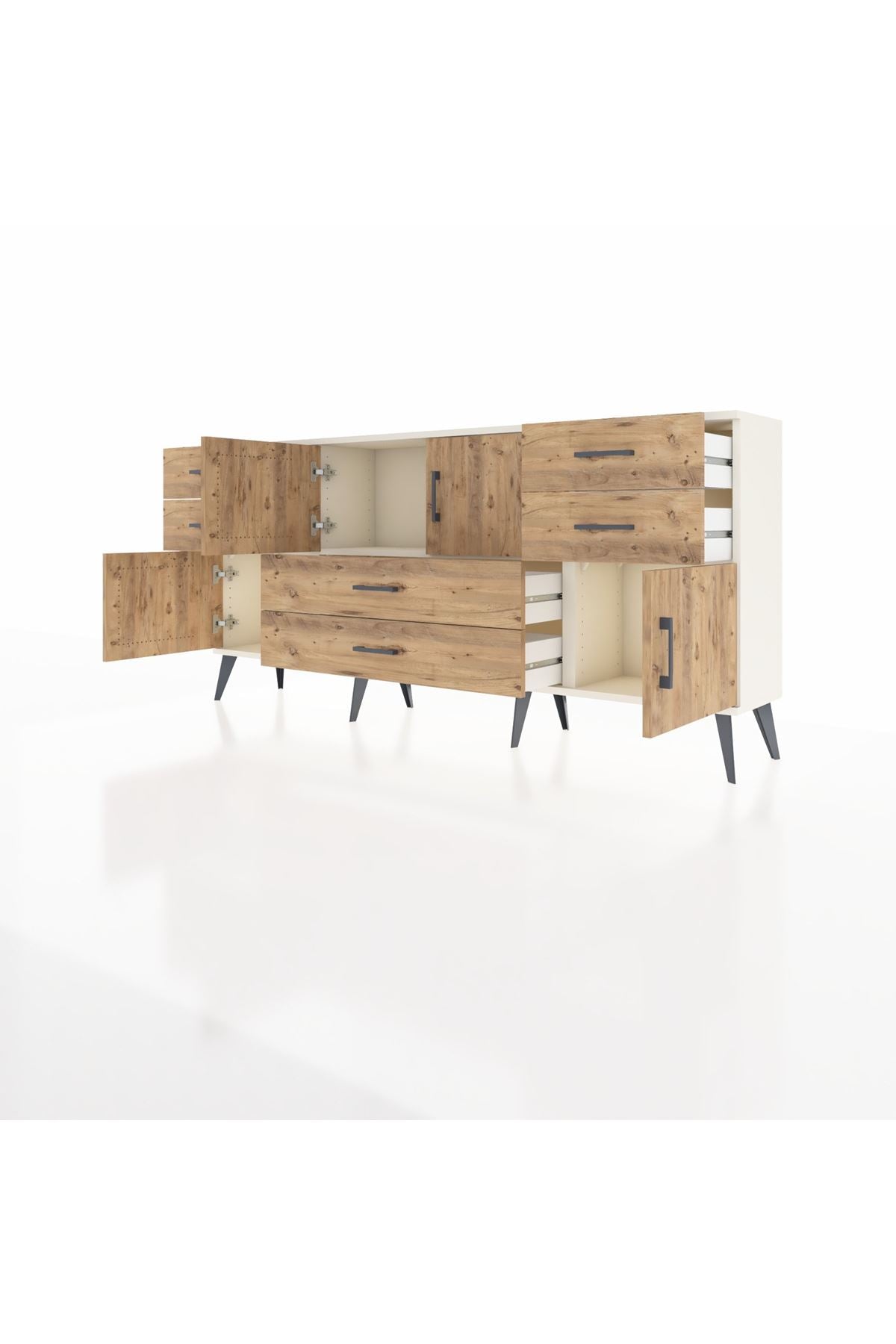 Arges Konsol 3 Raflı 6 Çekmeceli 4 Kapaklı 176x30x83 - S148M006V03A