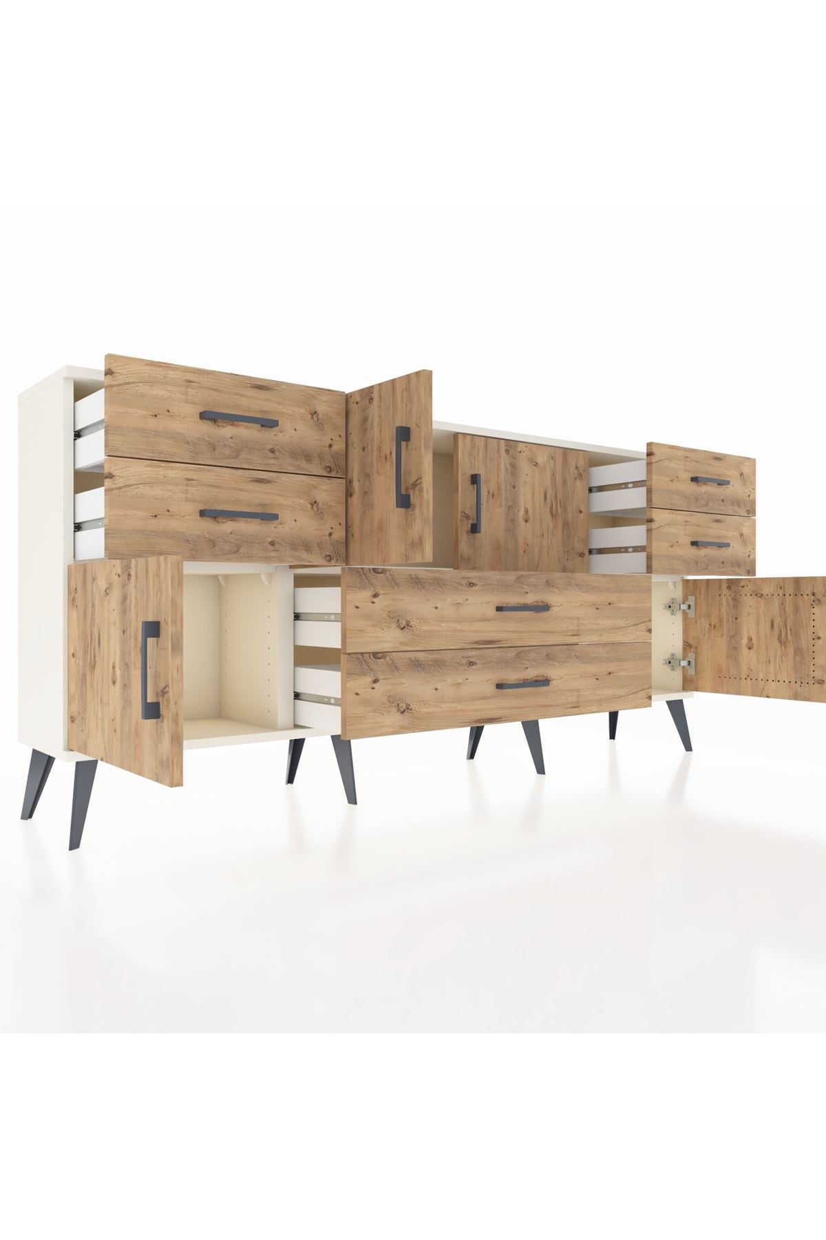 Arges Konsol 3 Raflı 6 Çekmeceli 4 Kapaklı 176x30x83 - S148M006V03A