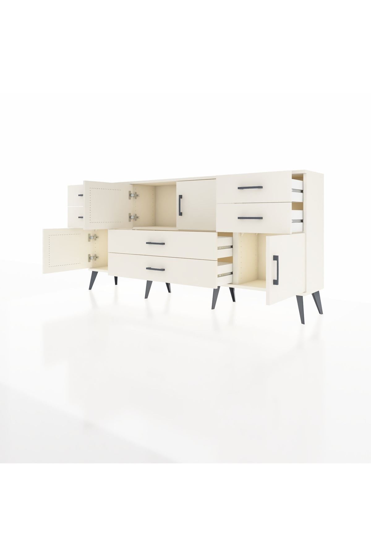 Arges Konsol 3 Raflı 6 Çekmeceli 4 Kapaklı 176x30x83 - S148M006V04A