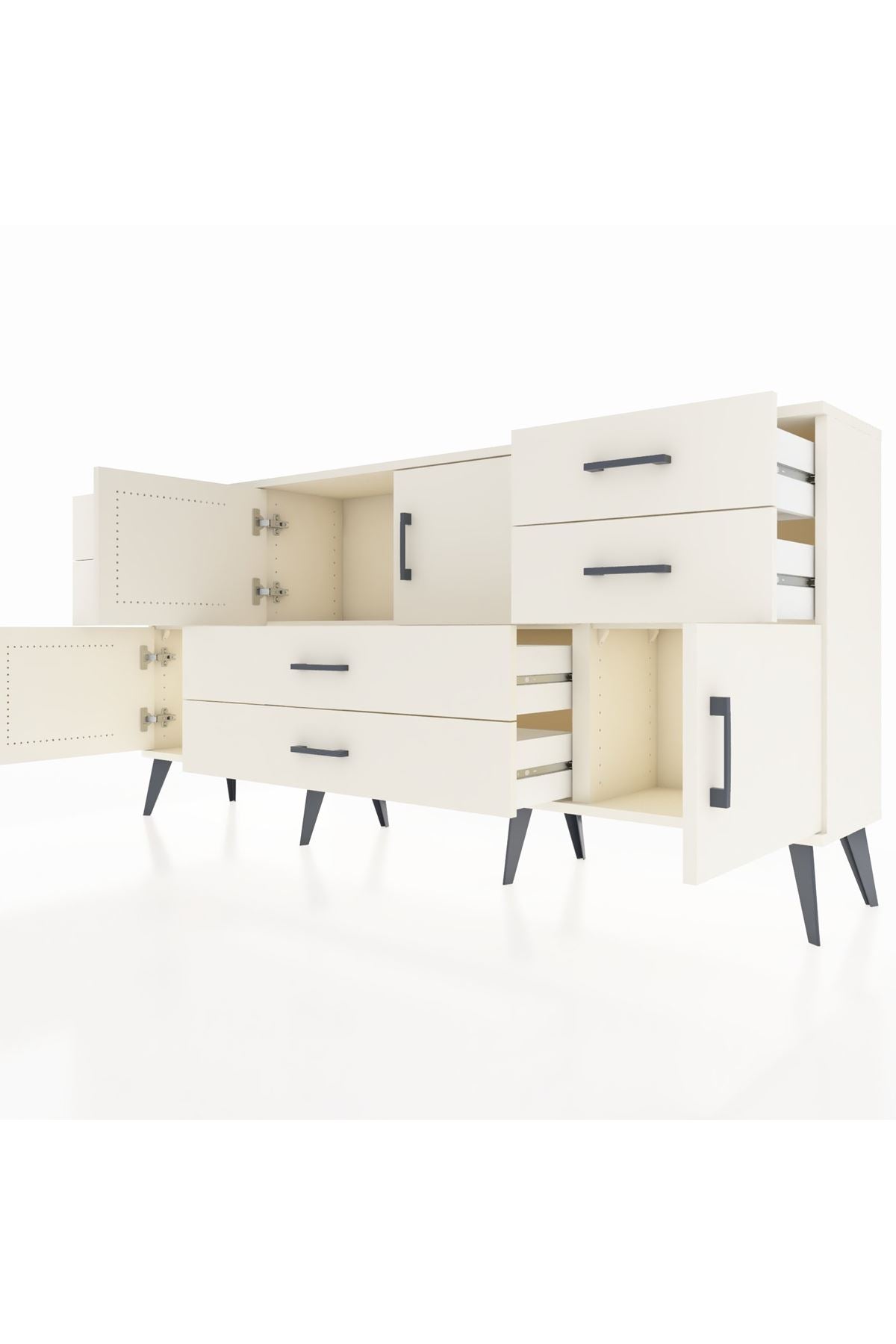 Arges Konsol 3 Raflı 6 Çekmeceli 4 Kapaklı 176x30x83 - S148M006V04A