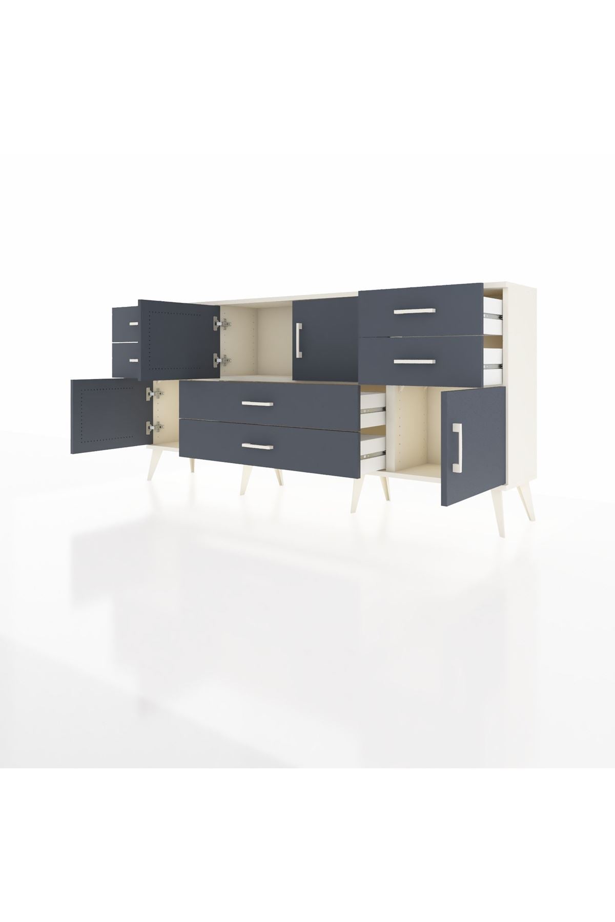 Arges Konsol 3 Raflı 6 Çekmeceli 4 Kapaklı 176x30x83 - S148M006V08A