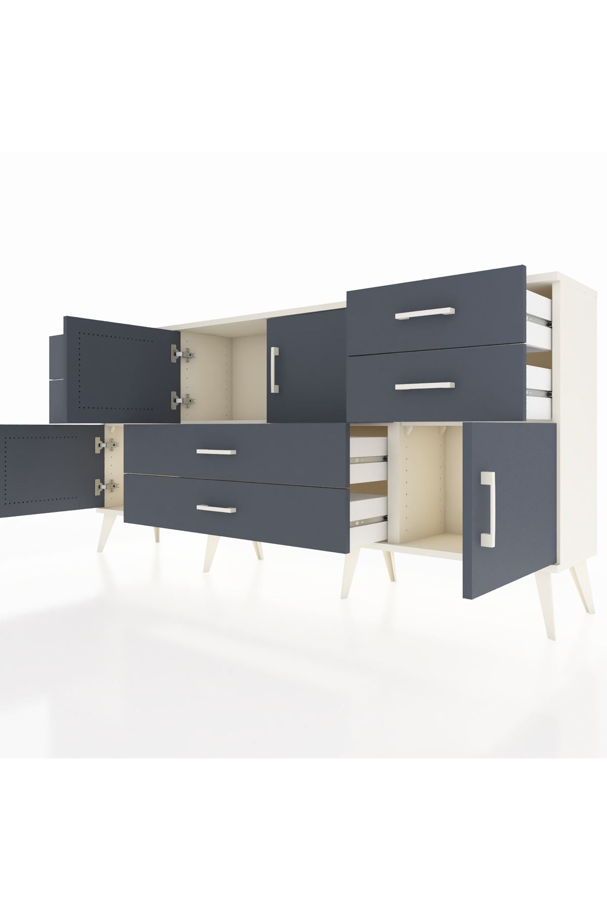 Arges Konsol 3 Raflı 6 Çekmeceli 4 Kapaklı 176x30x83 - S148M006V08A