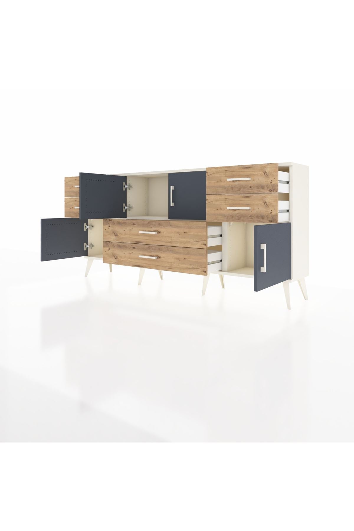 Arges Konsol 3 Raflı 6 Çekmeceli 4 Kapaklı 176x30x83 - S148M006V09A