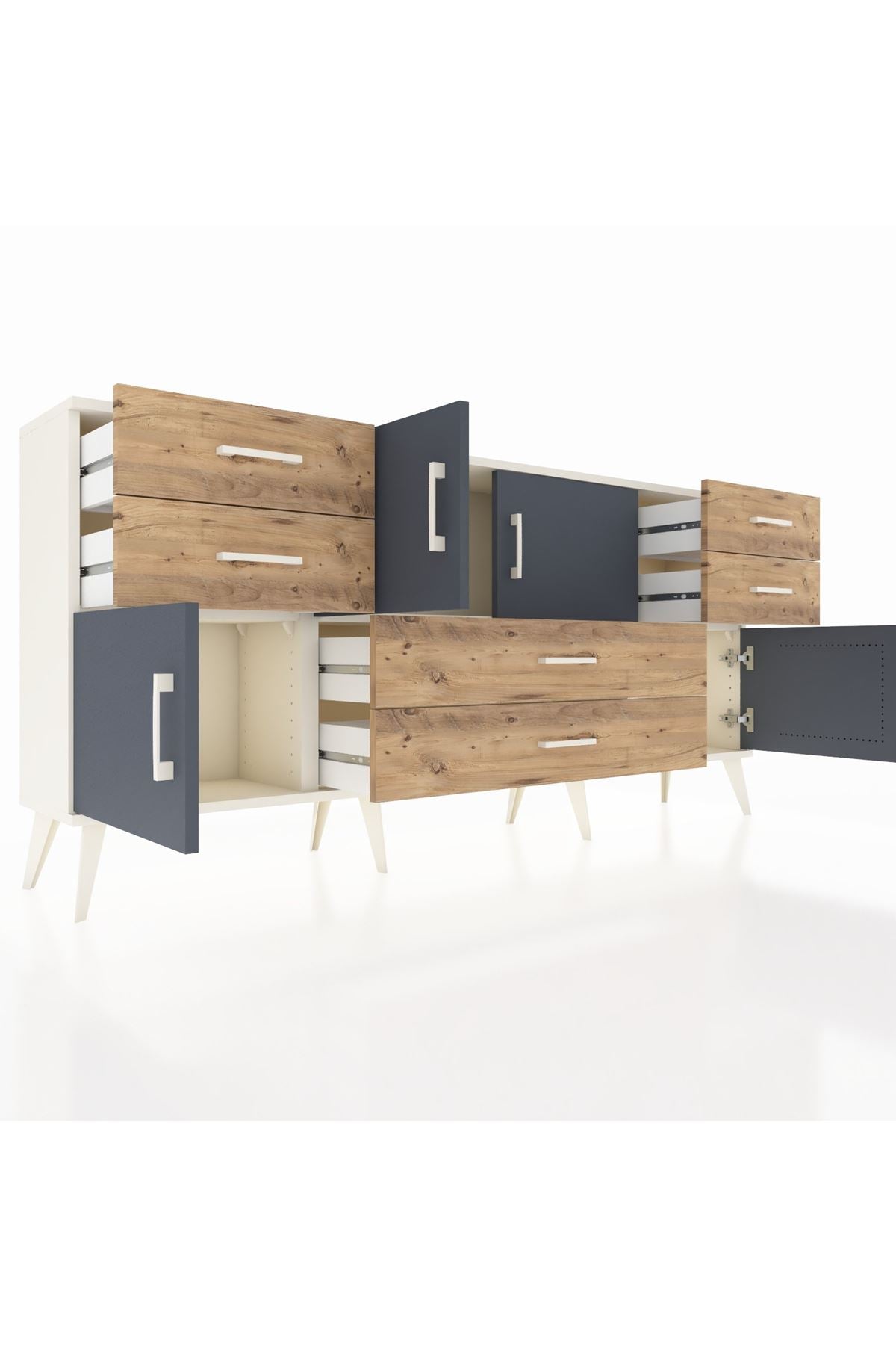 Arges Konsol 3 Raflı 6 Çekmeceli 4 Kapaklı 176x30x83 - S148M006V09A