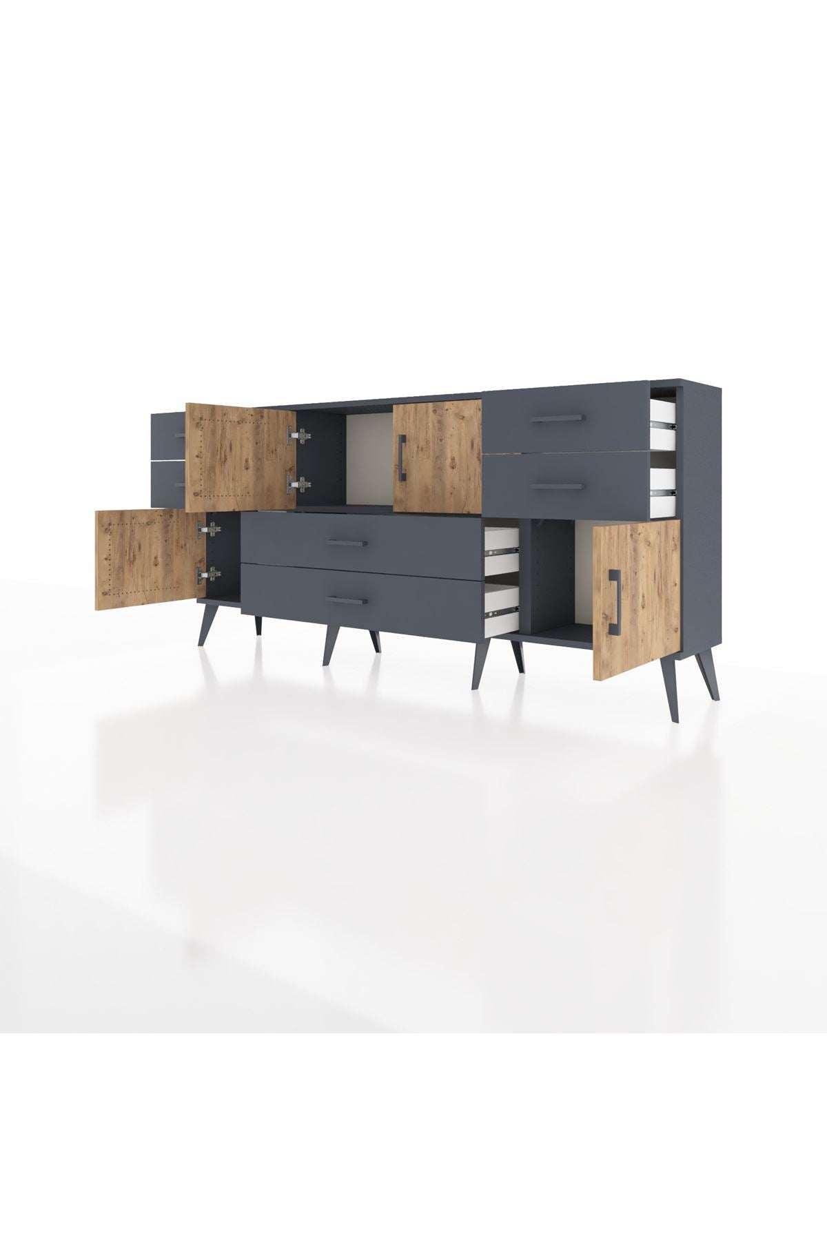 Arges Konsol 3 Raflı 6 Çekmeceli 4 Kapaklı 176x30x83 - S148M006V11A