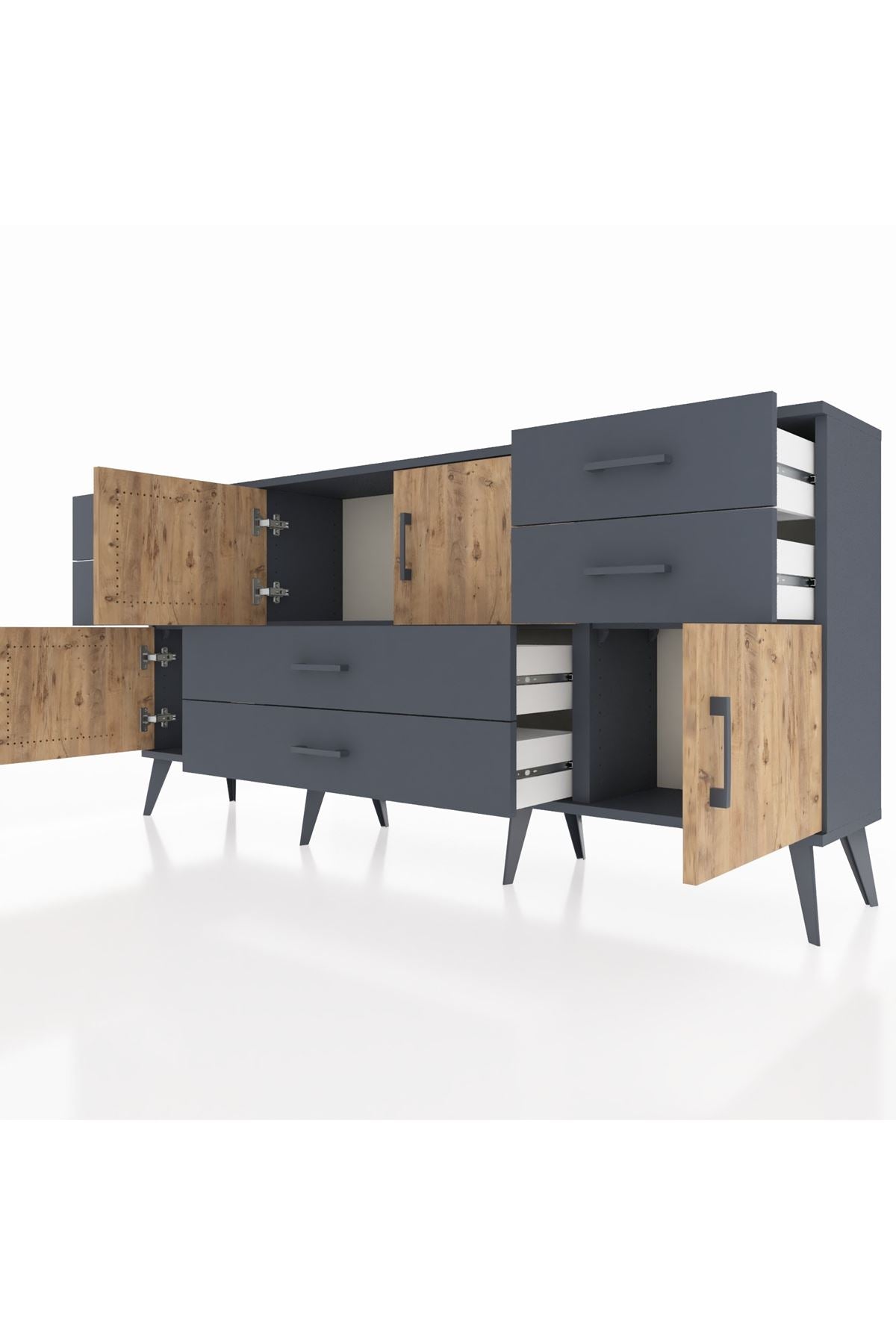 Arges Konsol 3 Raflı 6 Çekmeceli 4 Kapaklı 176x30x83 - S148M006V11A