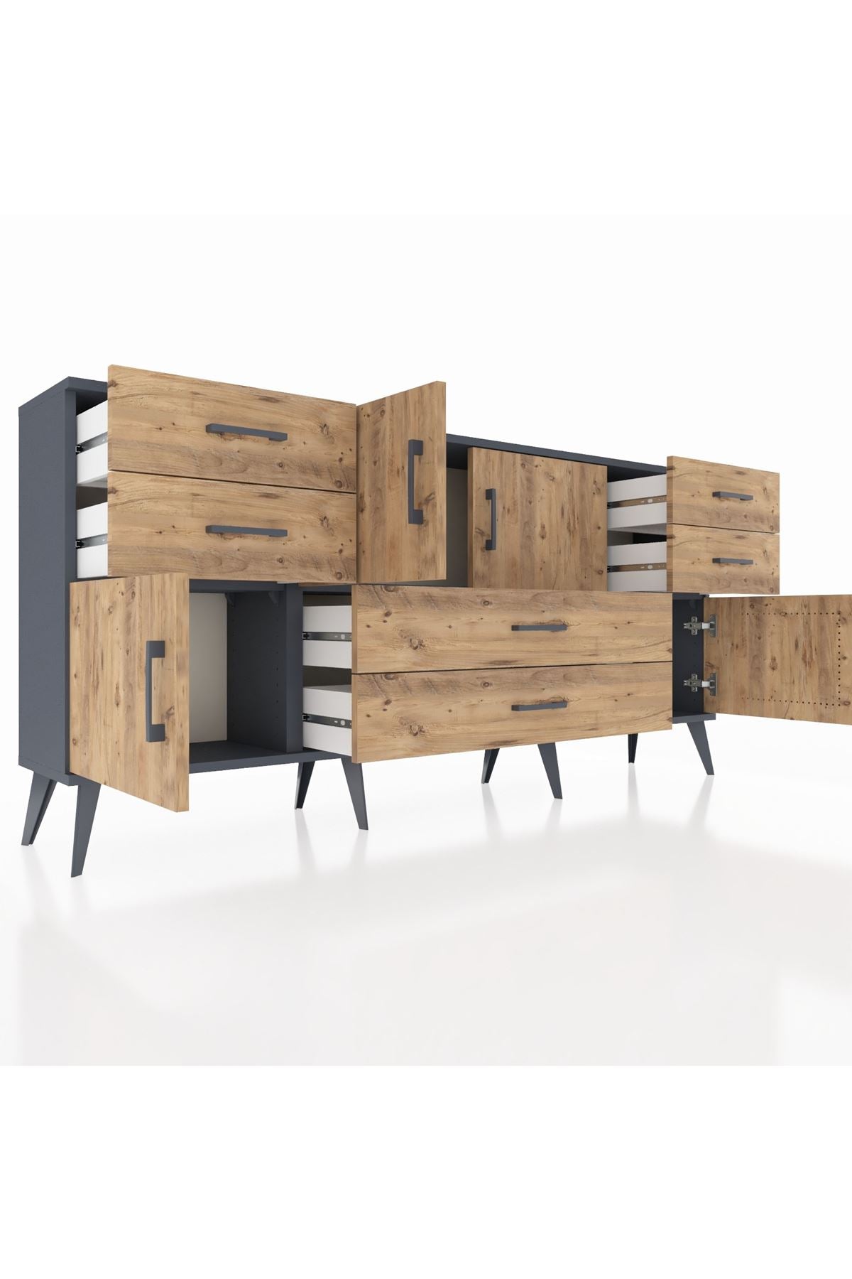Arges Konsol 3 Raflı 6 Çekmeceli 4 Kapaklı 176x30x83 - S148M006V12A