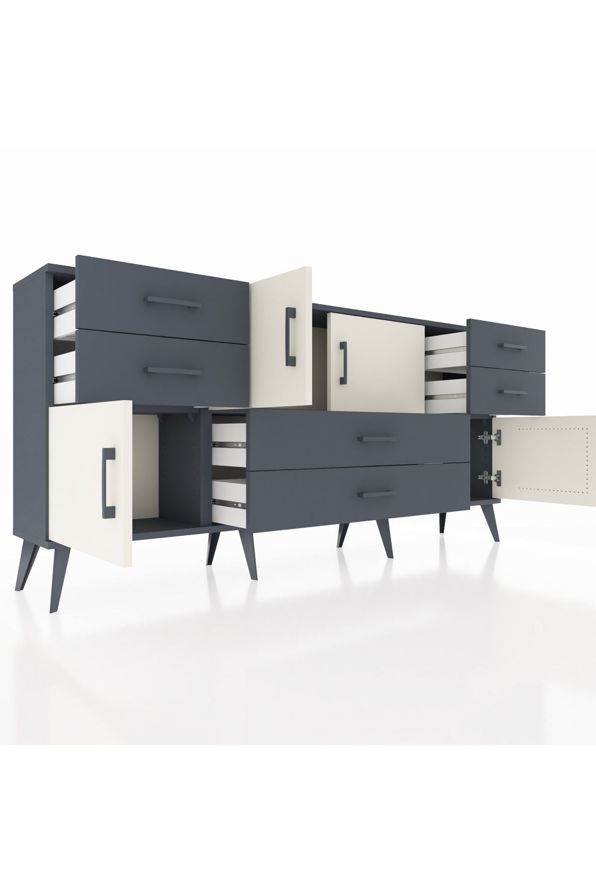 Arges Konsol 3 Raflı 6 Çekmeceli 4 Kapaklı 176x30x83 - S148M006V14A