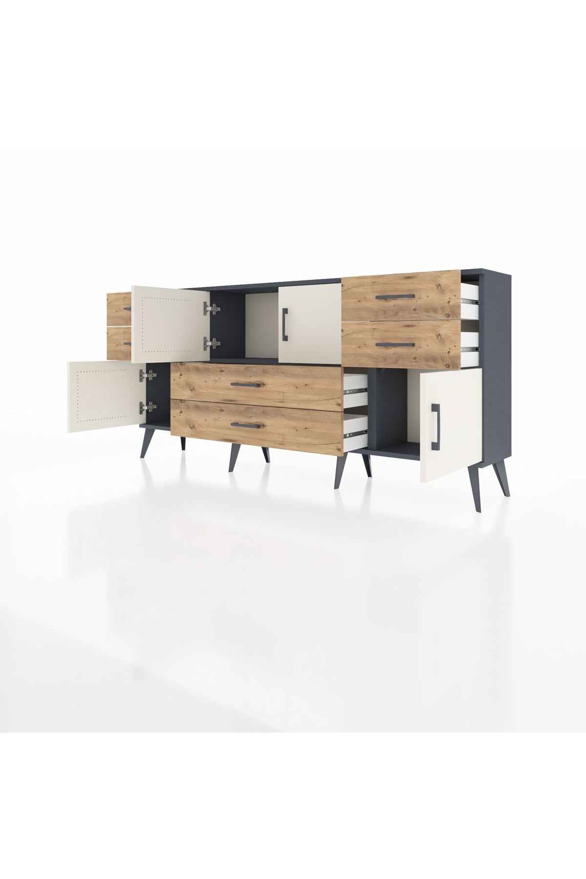 Arges Konsol 3 Raflı 6 Çekmeceli 4 Kapaklı 176x30x83 - S148M006V15A
