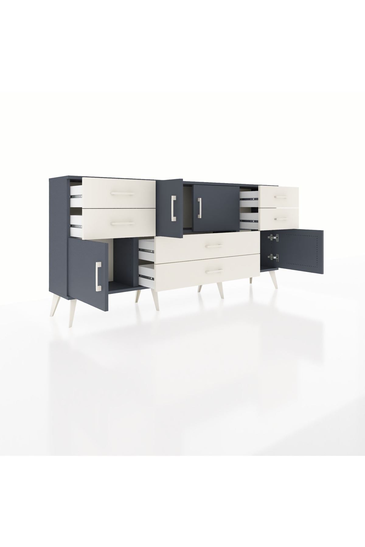 Arges Konsol 3 Raflı 6 Çekmeceli 4 Kapaklı 176x30x83 - S148M006V16A