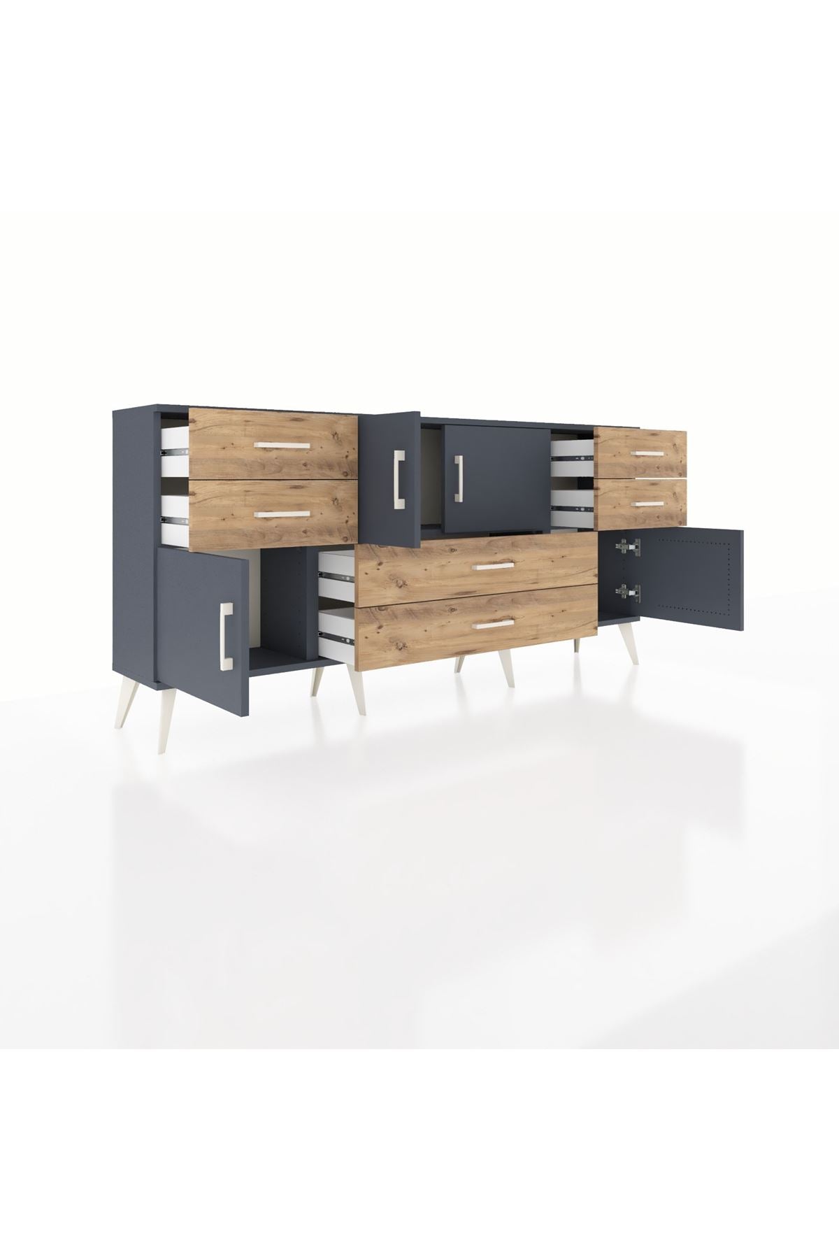 Arges Konsol 3 Raflı 6 Çekmeceli 4 Kapaklı 176x30x83 - S148M006V18A