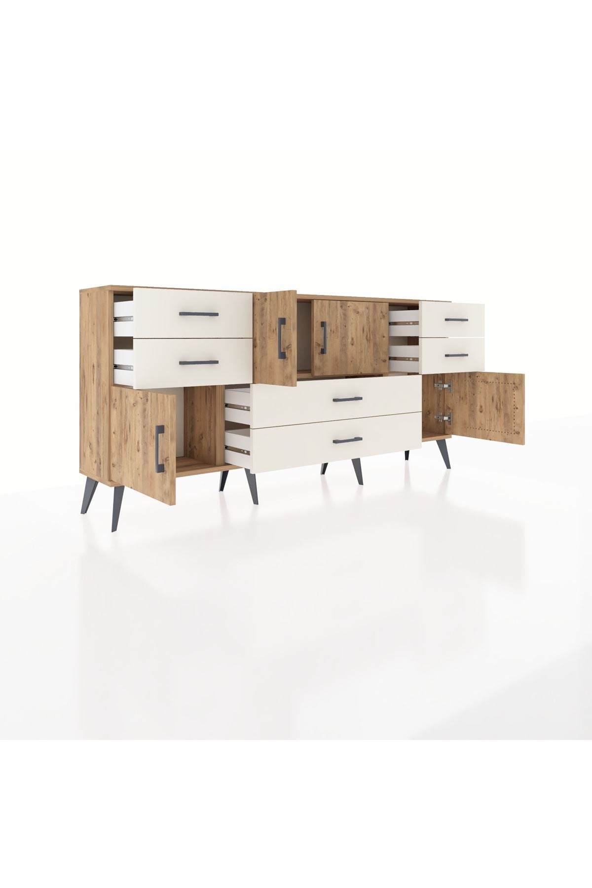 Arges Konsol 3 Raflı 6 Çekmeceli 4 Kapaklı 176x30x83 - S148M006V19A