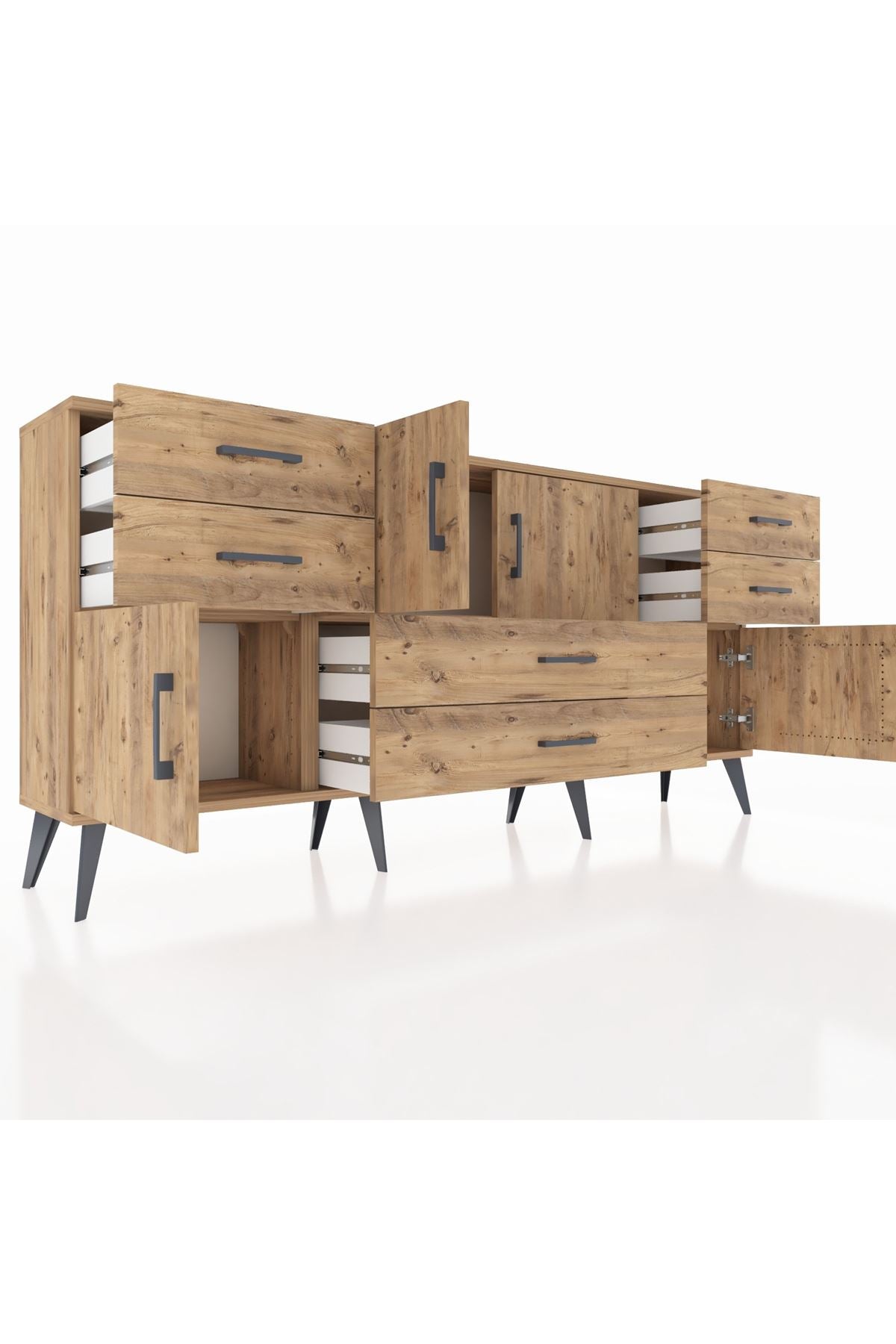 Arges Konsol 3 Raflı 6 Çekmeceli 4 Kapaklı 176x30x83 - S148M006V21A
