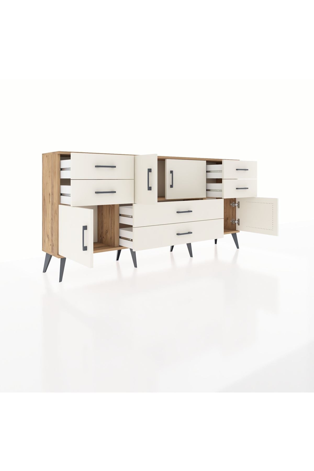 Arges Konsol 3 Raflı 6 Çekmeceli 4 Kapaklı 176x30x83 - S148M006V22A
